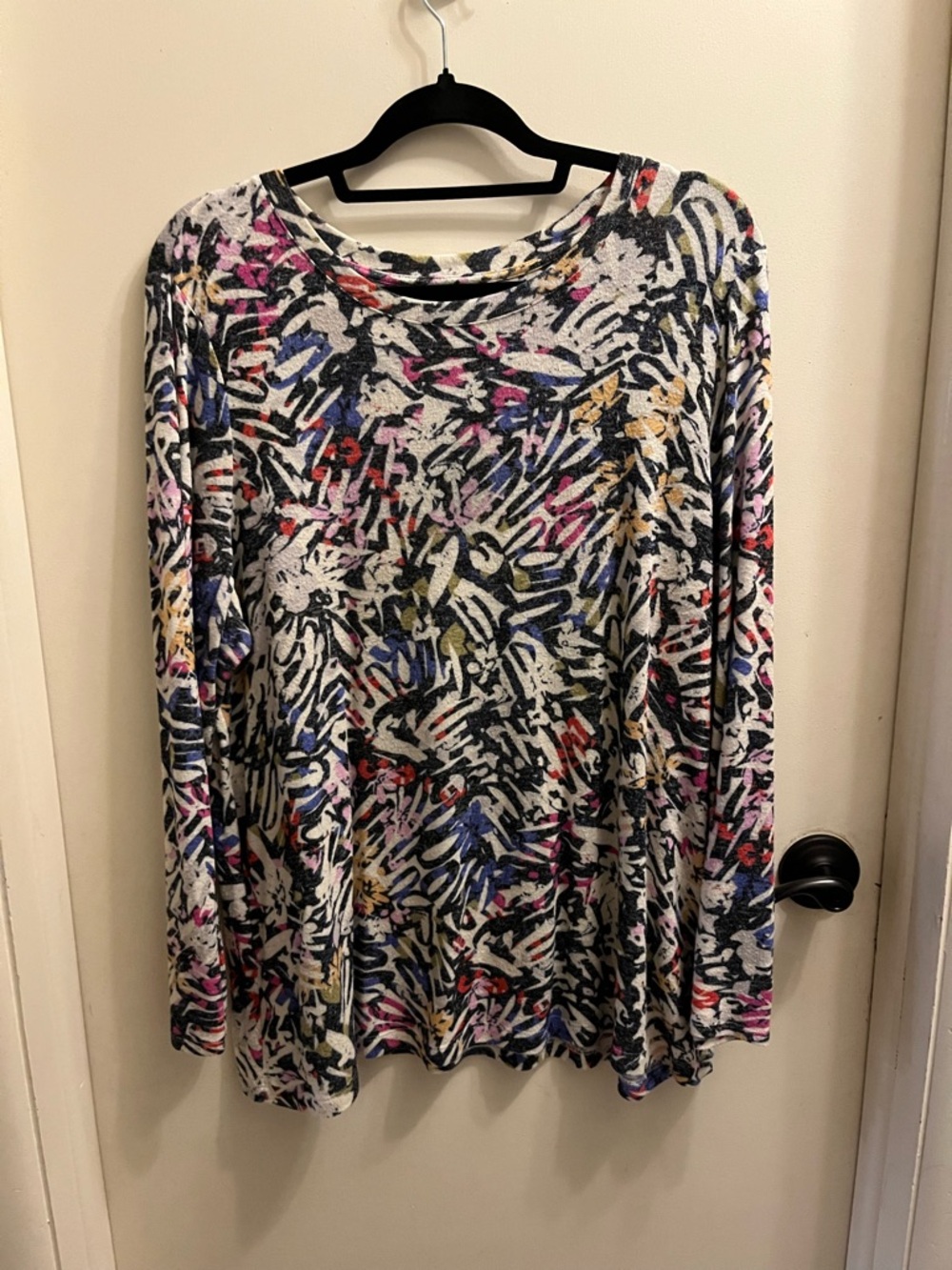 NIC+ZOE Multicolor Abstract Print Long Sleeve Top